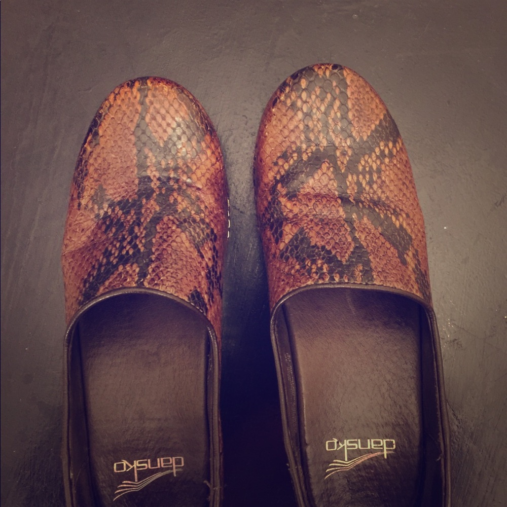 Dansko “Marisol” Brown “Snakeskin” Clogs